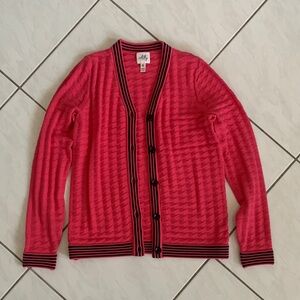 Milly Minis Girls Pink Knit Cardigan with Black Accents